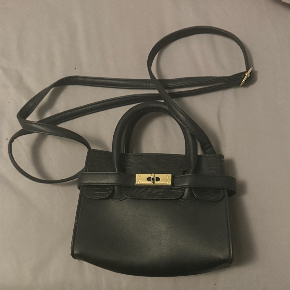 Chic Black Mini Bag with Gold Accent